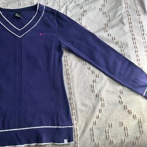 Dark Purple v-neck Sweater with White Detailed